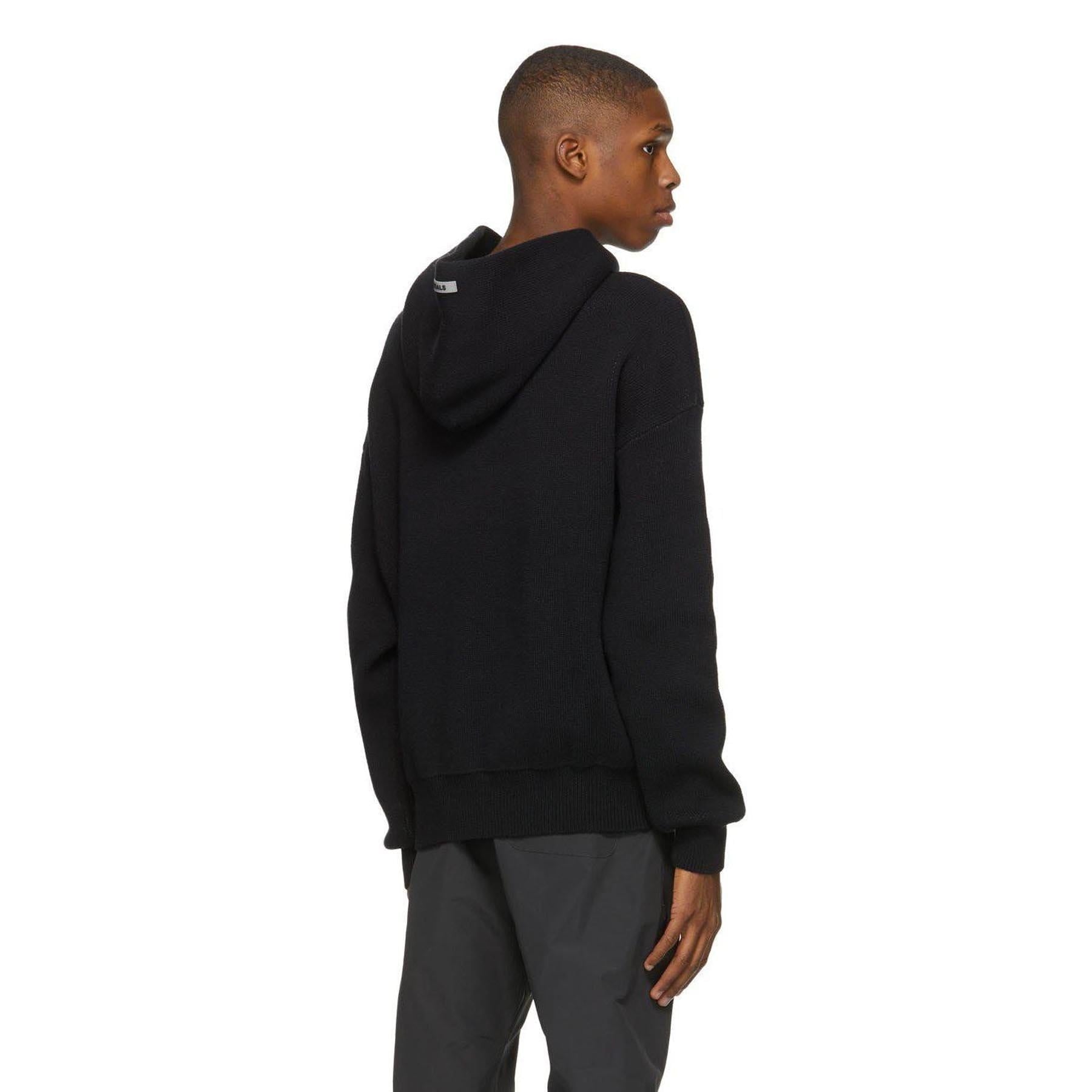 FEAR OF GOD ESSENTIALS Knit Hoodie Black - Kick Game