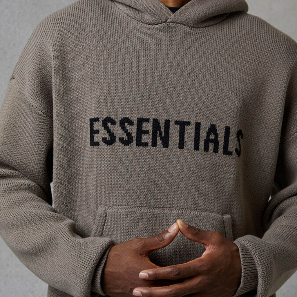 FEAR OF GOD ESSENTIALS Knit Hoodie Taupe — Kick Game