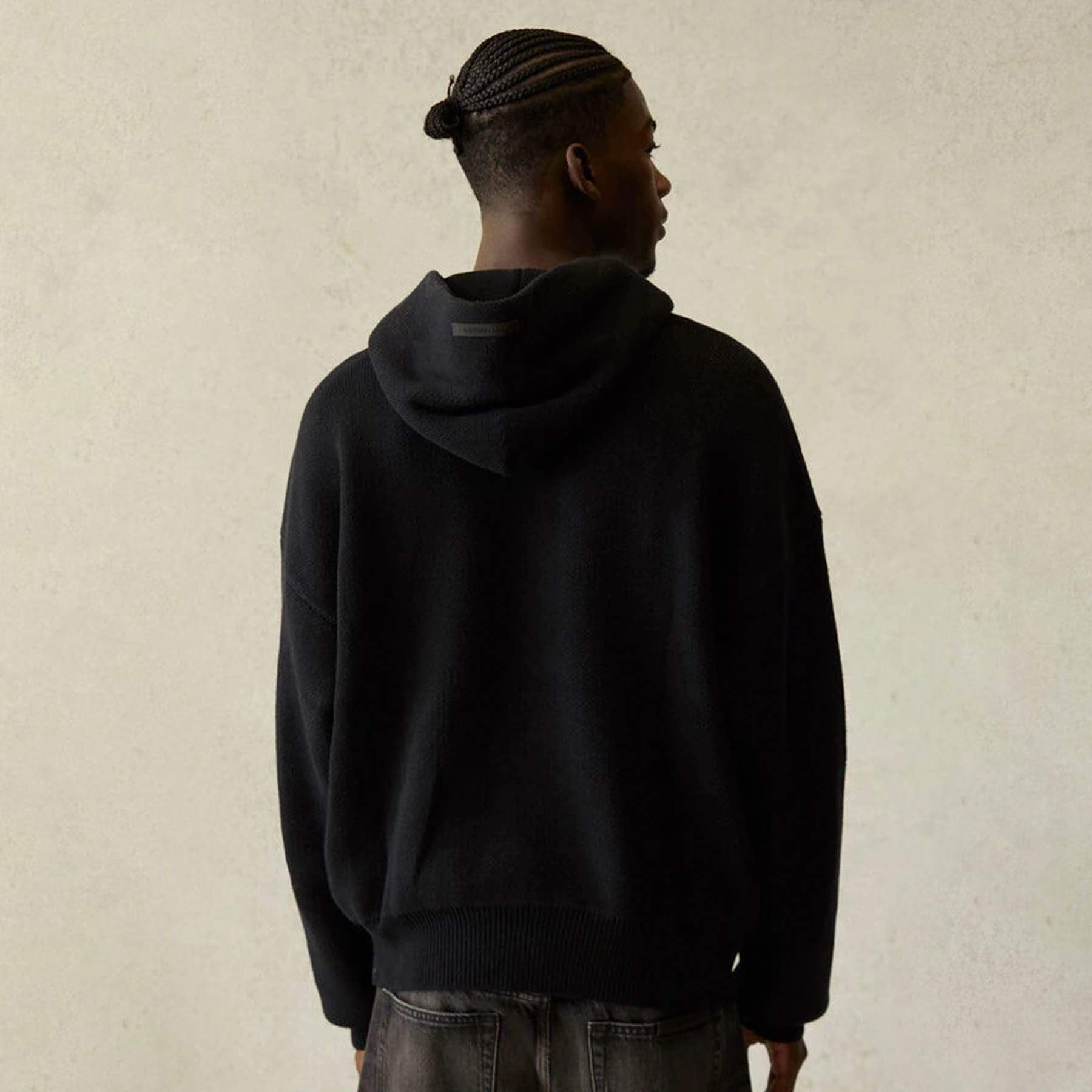 FEAR OF GOD ESSENTIALS Knit Pullover Hoodie Black - Kick Game