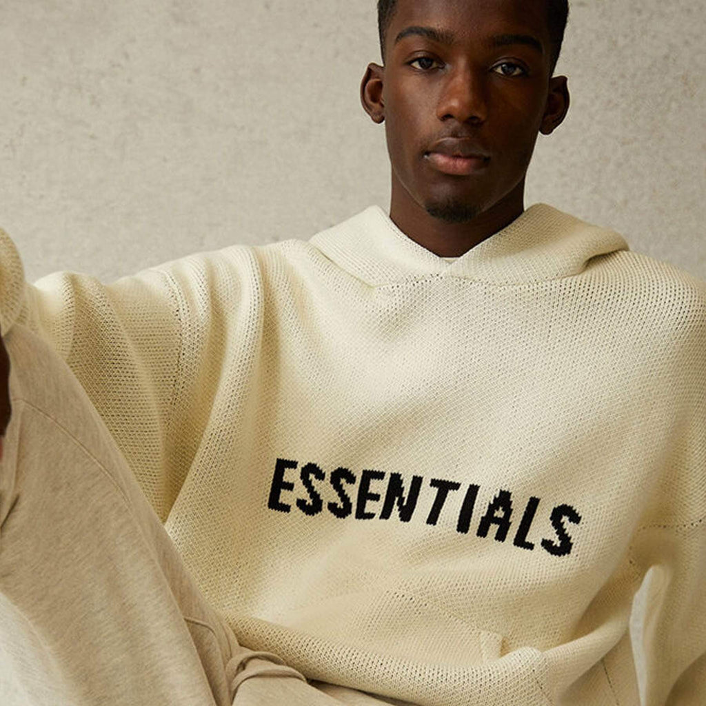 FEAR OF GOD ESSENTIALS Knit Pullover Hoodie Buttercream - Kick Game
