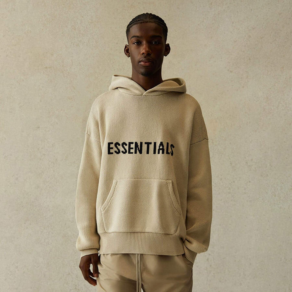 FEAR OF GOD ESSENTIALS Knit Pullover Hoodie Moss - Kick Game