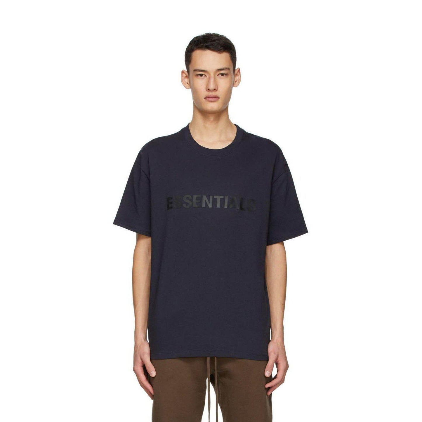 FEAR OF GOD ESSENTIALS x SSENSE Boxy T-Shirt Applique Logo Dark Navy - Kick Game