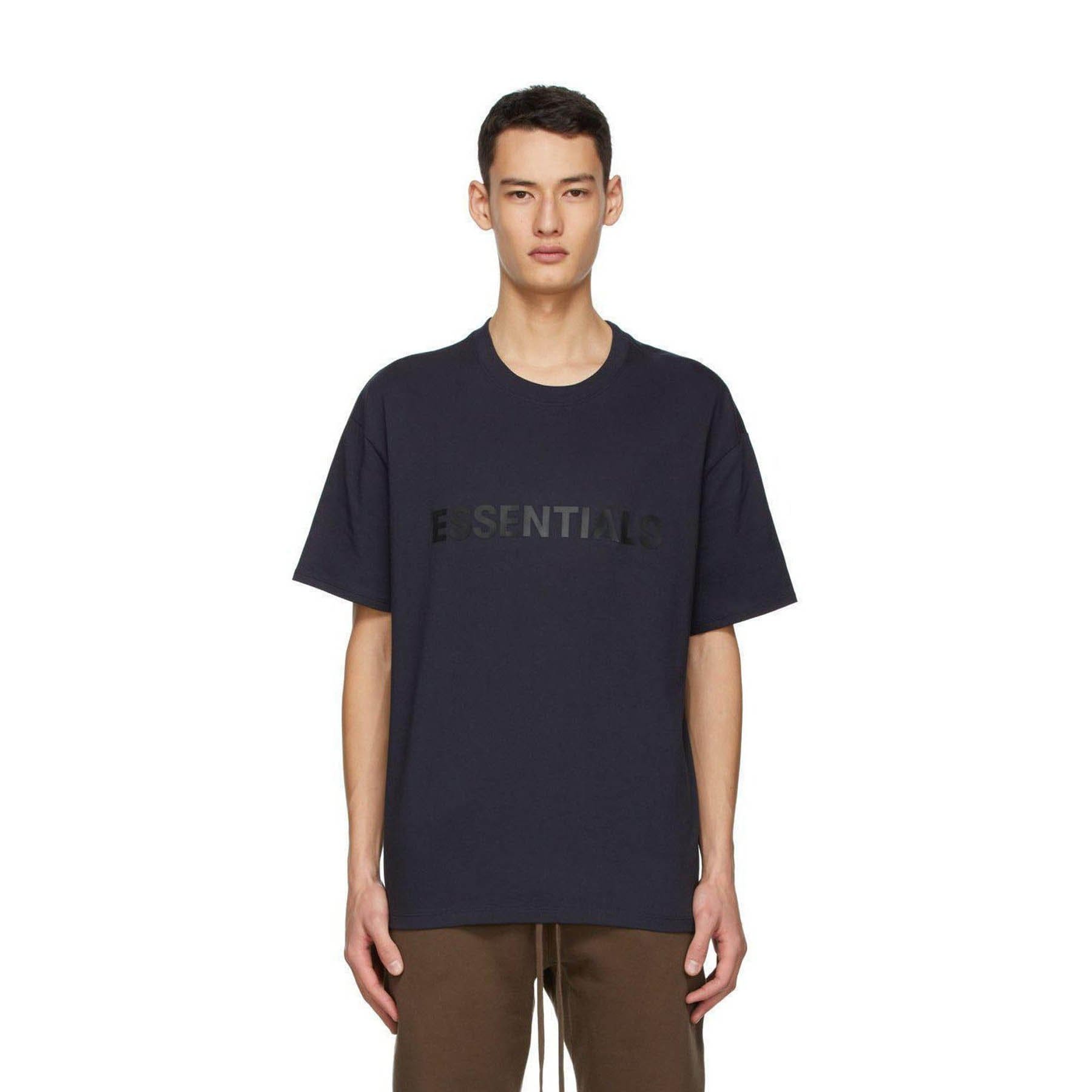 FEAR OF GOD ESSENTIALS x SSENSE Boxy T-Shirt Applique Logo Dark Navy - Kick Game