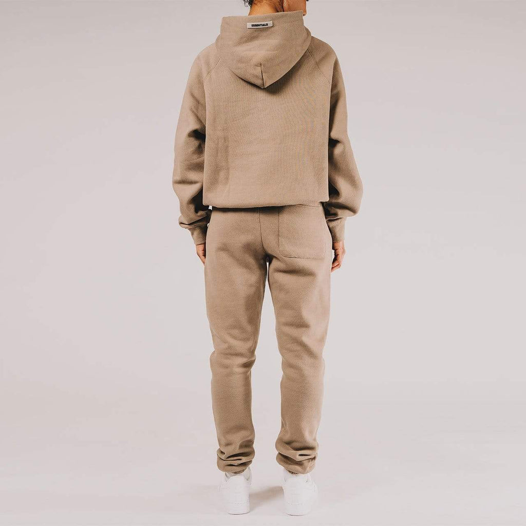FEAR OF GOD ESSENTIALS 3D Silicon Applique Pullover Hoodie Taupe - JuzsportsShops