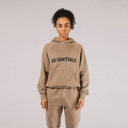 FEAR OF GOD ESSENTIALS 3D Silicon Applique Pullover Hoodie Taupe - Kick Game