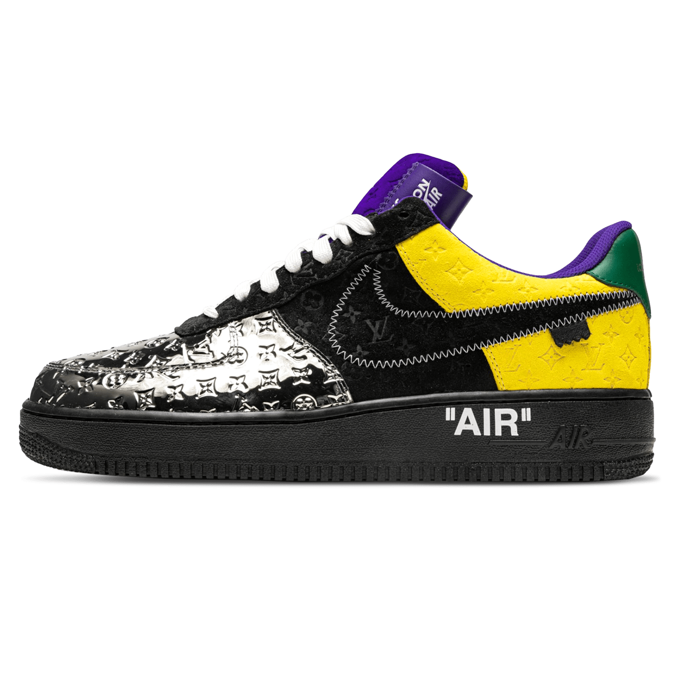 Louis Vuitton Nike Air Force 1 Low By Virgil Abloh Black Metallic Silver - Kick Game