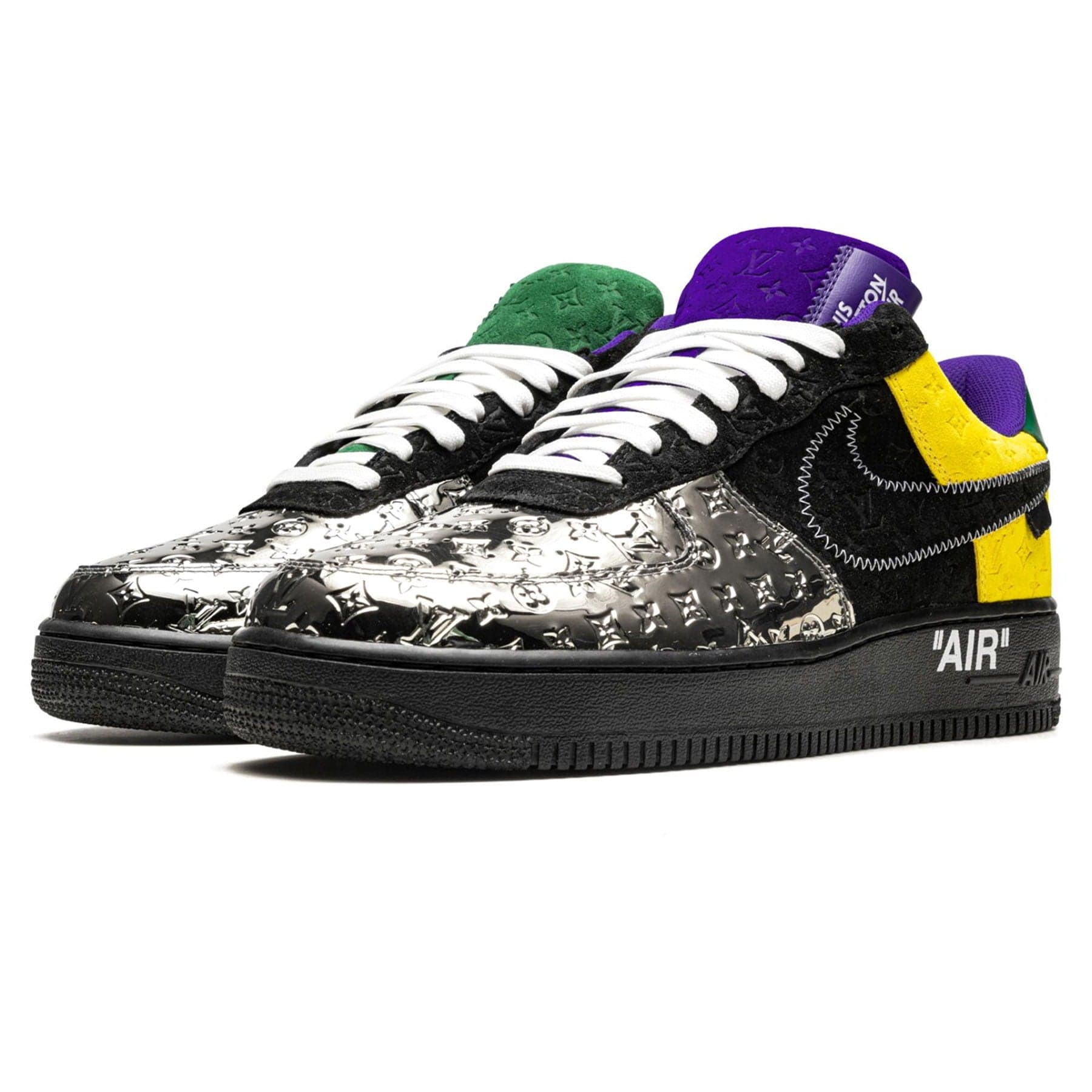Louis Vuitton Nike Air Force 1 Low By Virgil Abloh Black Metallic Silver - Kick Game