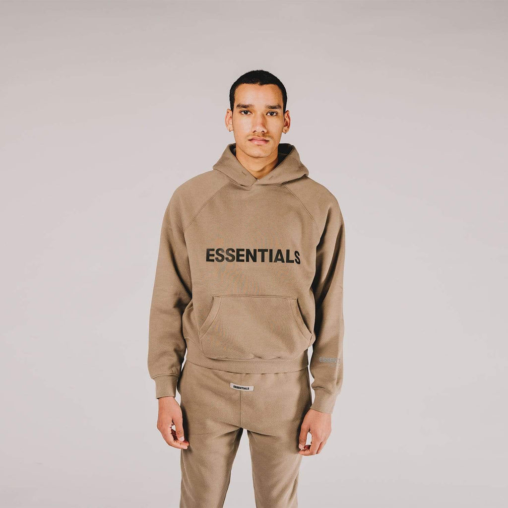 FEAR OF GOD ESSENTIALS 3D Silicon Applique Pullover Hoodie Taupe - JuzsportsShops
