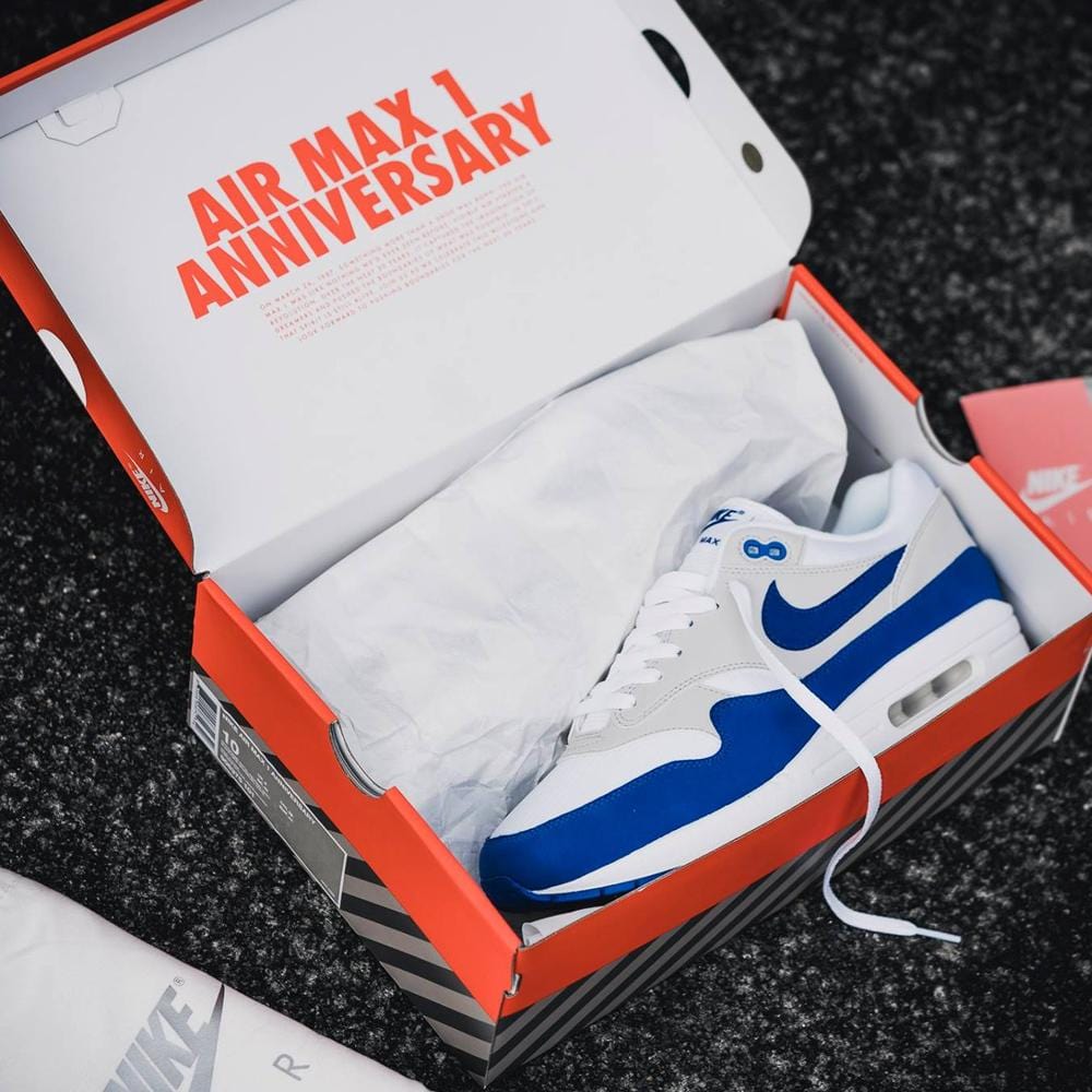 Nike Air Max 1 OG Anniversary White-Game Royal - Kick Game