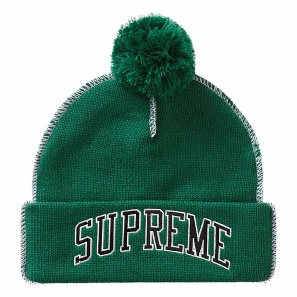 Supreme Contrast Stitch Beanie Green - Kick Game