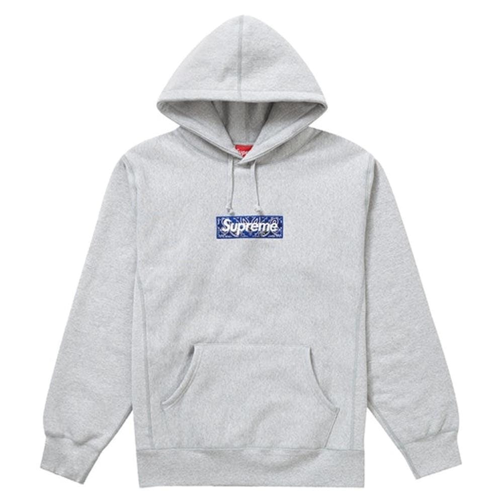 Supreme Bandana Box Logo Hooded Sweatshirt Heather Grey - JuzsportsShops