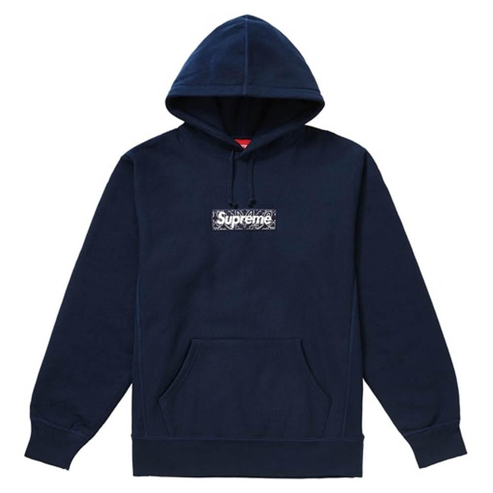 Supreme Bandana Box Logo Hooded Sweatshirt Navy — Kick Game
