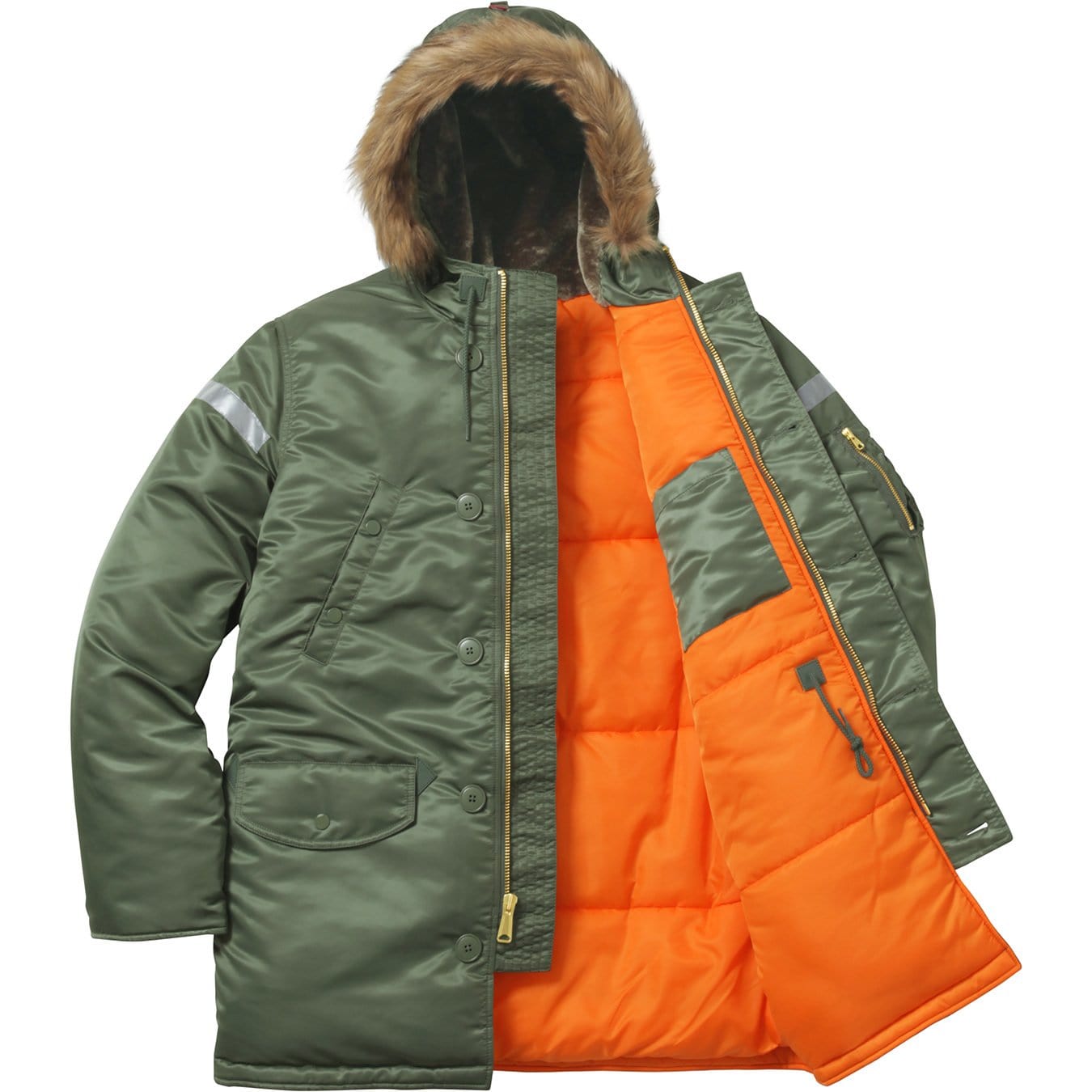 Supreme Reflective Cross N-3B Parka - Olive - Kick Game