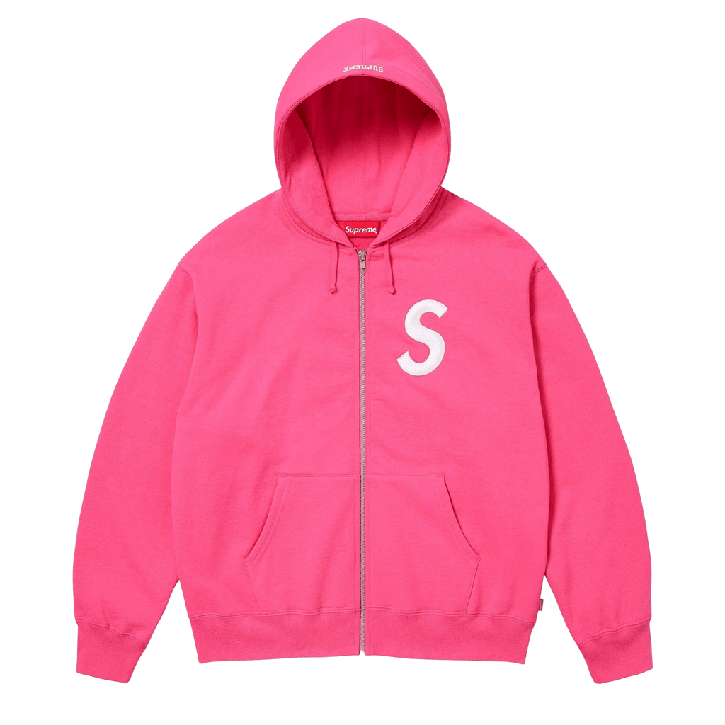 Supreme S Logo Zip Up Hooded Sweatshirt 'Magenta' — Kick Game