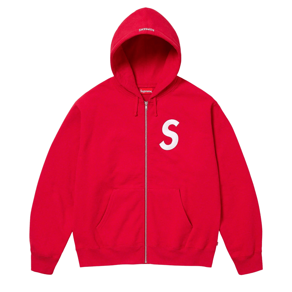 Supreme S Logo Zip Up Hooded Sweatshirt 'Red' — Kick Game