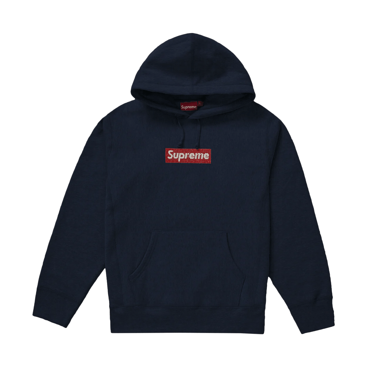Supreme x Swarovski Box Logo Hooded Sweatshirt 'Navy' - UrlfreezeShops