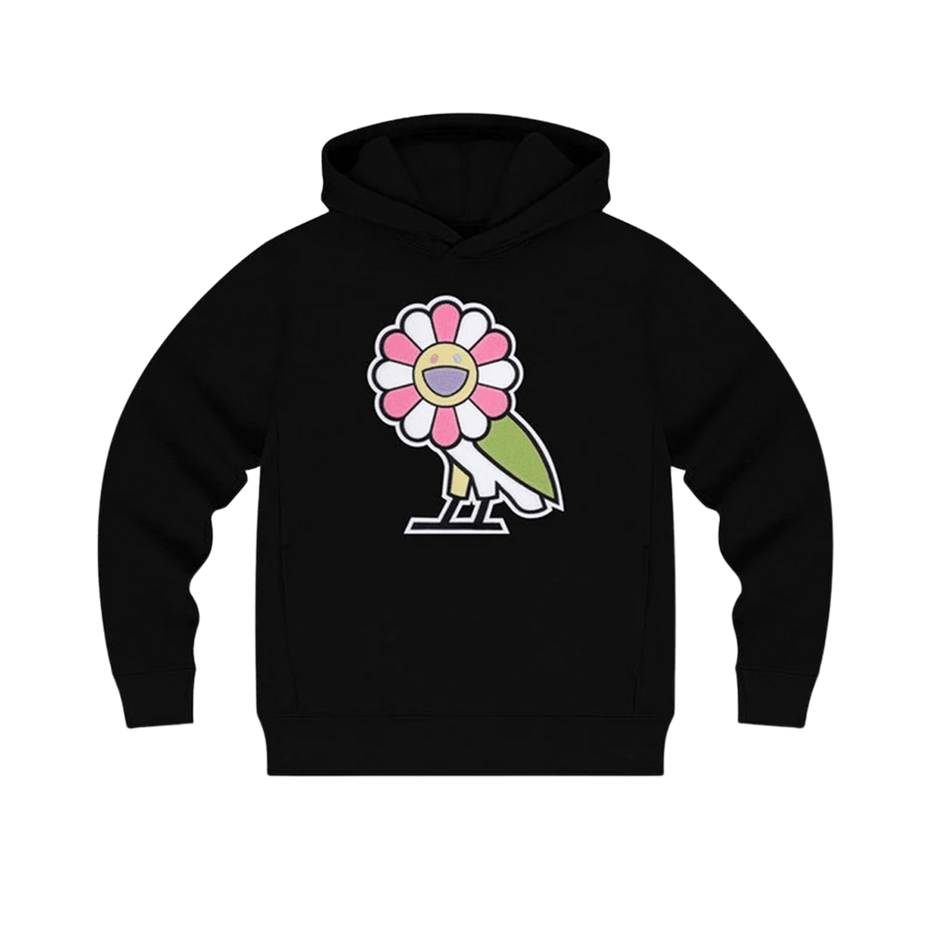 OVO x Takashi Murakami Surplus Flower Owl patch-pocket hoodie 'Black' - Kick Homme