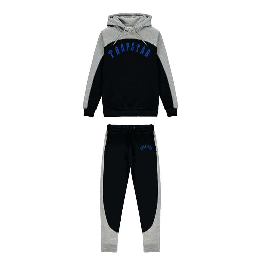 Trapstar Irongate Arch Chenille Hooded Tracksuit   Black/Blue/Grey