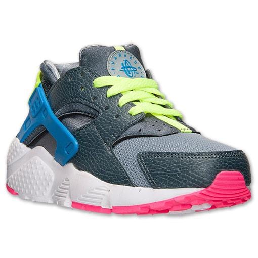 Nike Air Huarache Junior 'Dark Magnet Grey-Volt-Cobalt Blue' - Kick Game